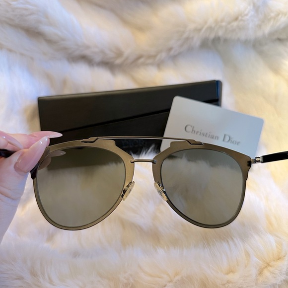 Dior pallidium silver graphite grey Reflected Aviator Sunglasses w/ case - Picture 2 of 8